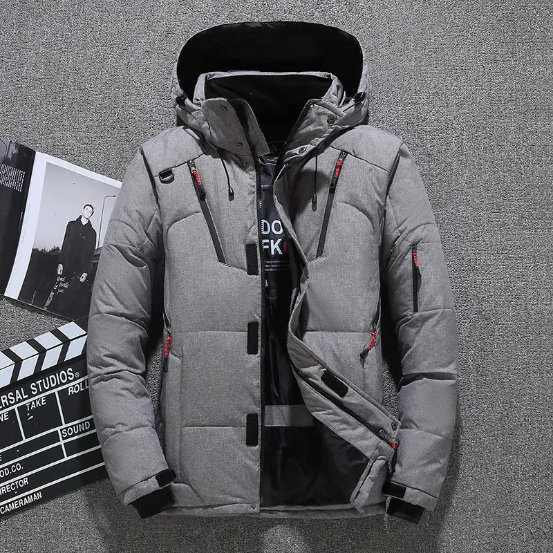 Jaqueta Masculina de Inverno Térmica com Capuz
