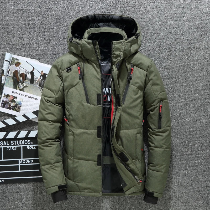 Jaqueta Masculina de Inverno Térmica com Capuz